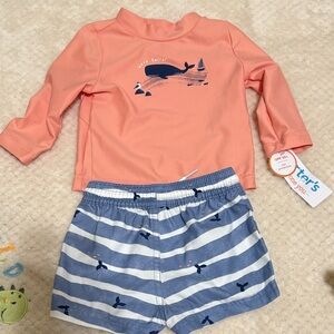 Carter's Coral and Blue Whale Rashguard Set